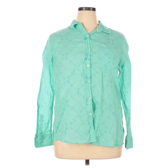 Le Tigre Green Arrow Print Button Down Top Size XL - Picture 1 of 8